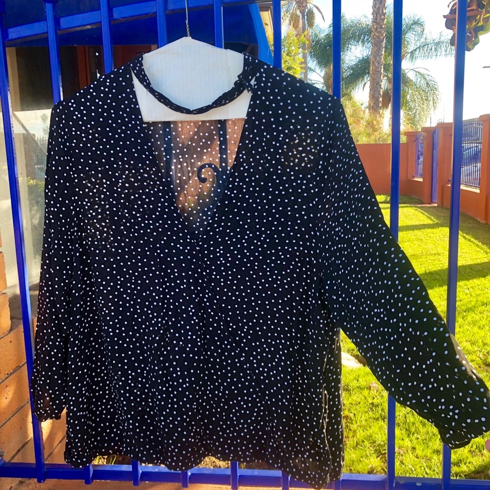 TORRID 6X Polka Dot Black Choker Top